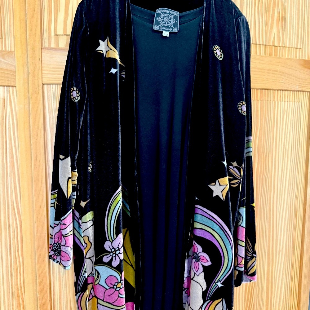 JOHNNY WAS BLACK VELVET "Andy" KIMON0 SIZE Small BEAUTIFUL JACKET WITH POCKETS